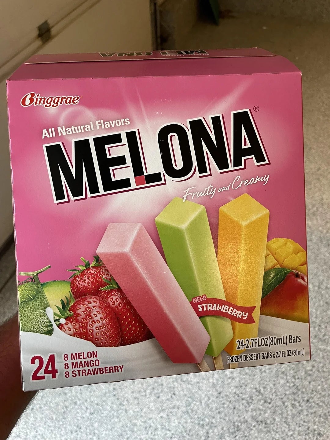  melon, mango, and strawberry, with images of strawberries and mangos