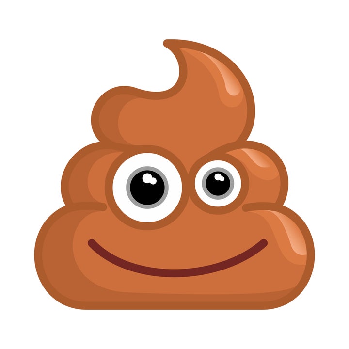 Smiling poop emoji with large eyes and a friendly expression