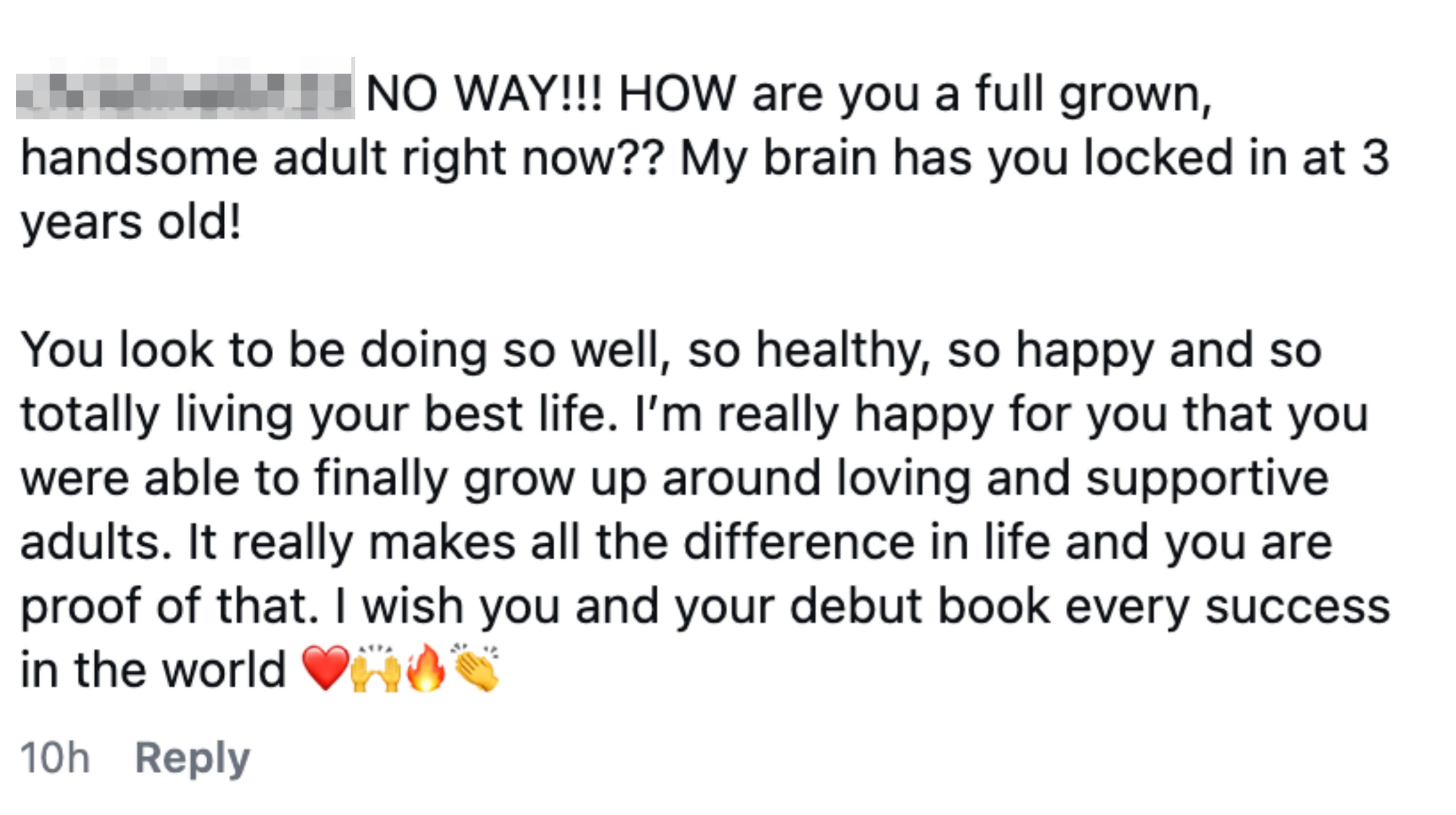 Comment congratulating Collin connected  his maturation  and success, mentioning his debut book