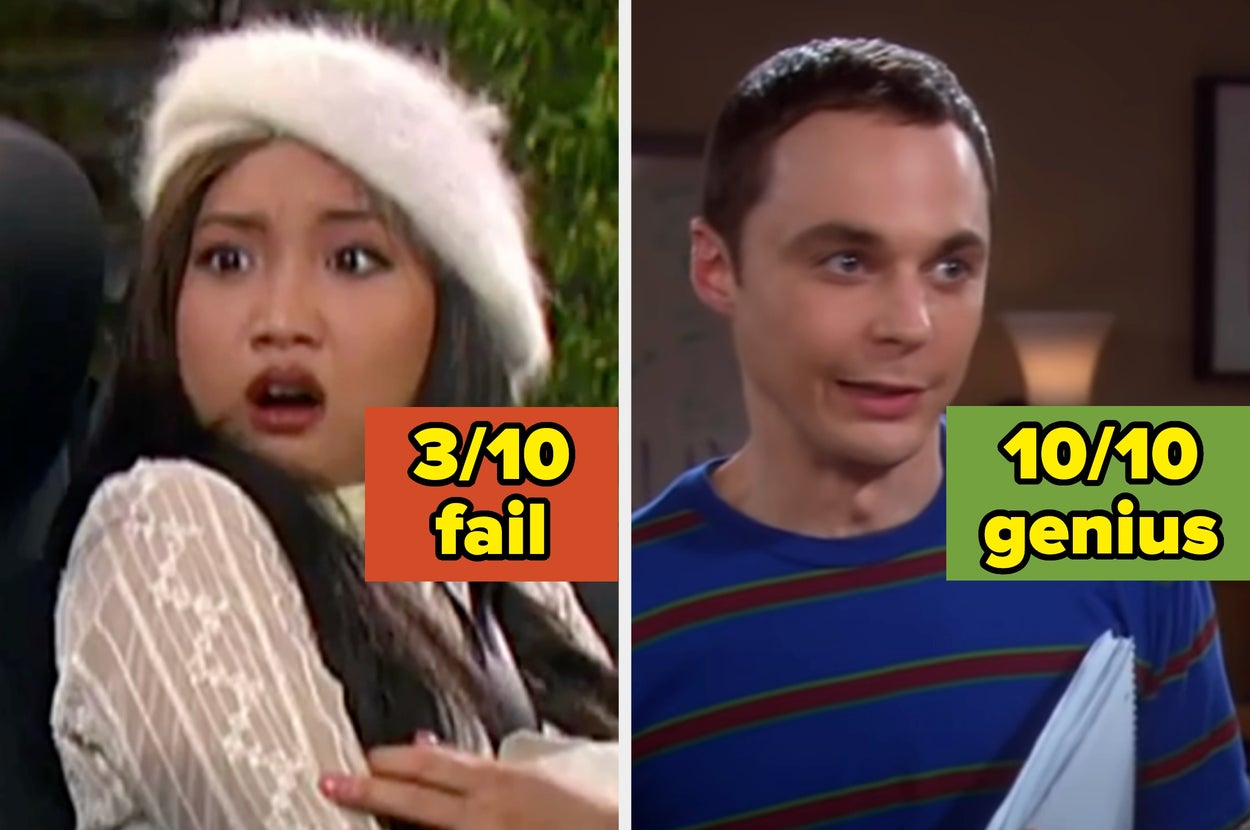 Divided image: Left shows a surprised person labeled "3/10 fail". Right shows a smiling person labeled "10/10 genius"