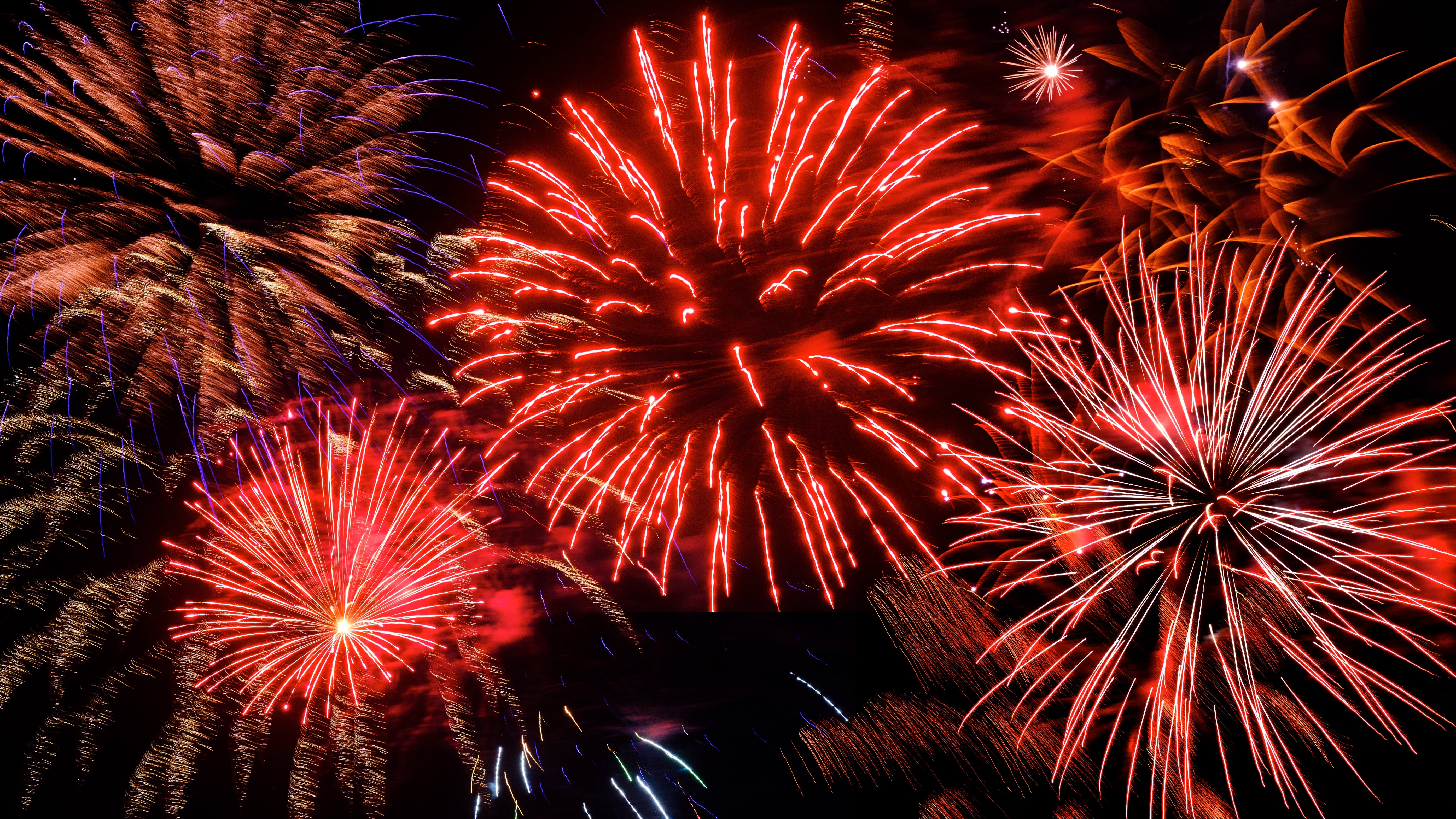 Fireworks bursting successful the nighttime entity successful assorted patterns and sizes