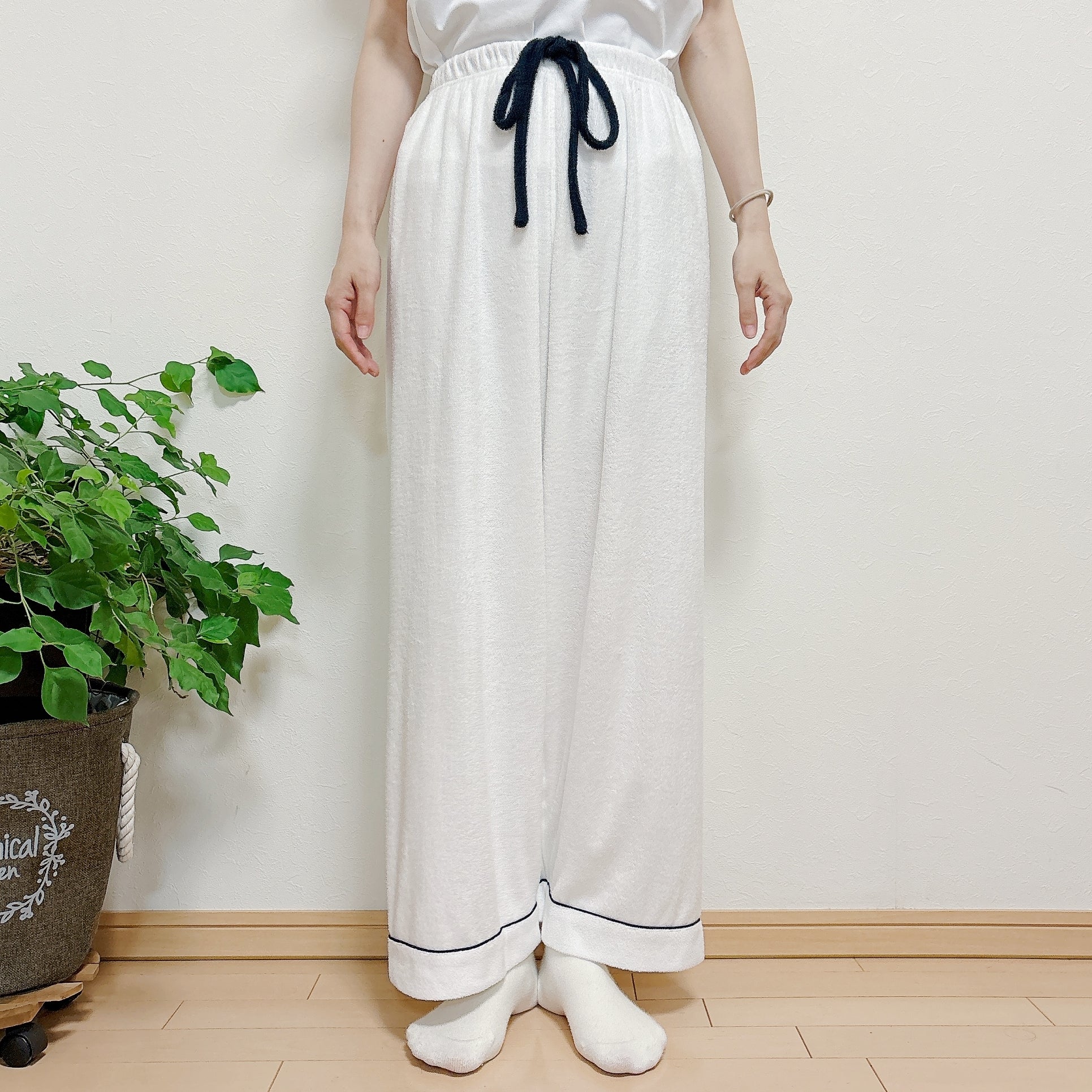 無印良品「婦人 着るタオル 両面パイル ロングパンツ」の着用レビュー