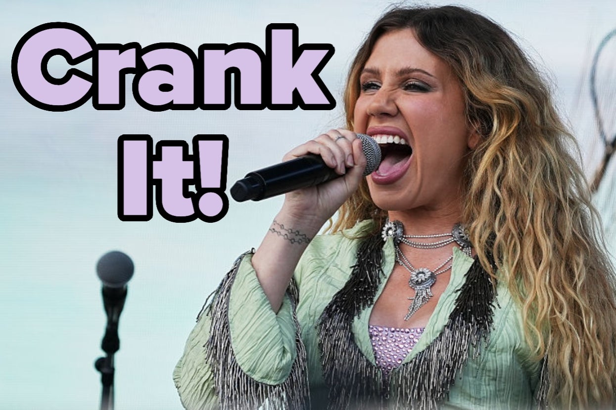 Singer passionately performing on stage, wearing a fringed outfit. Text reads "Crank It!"