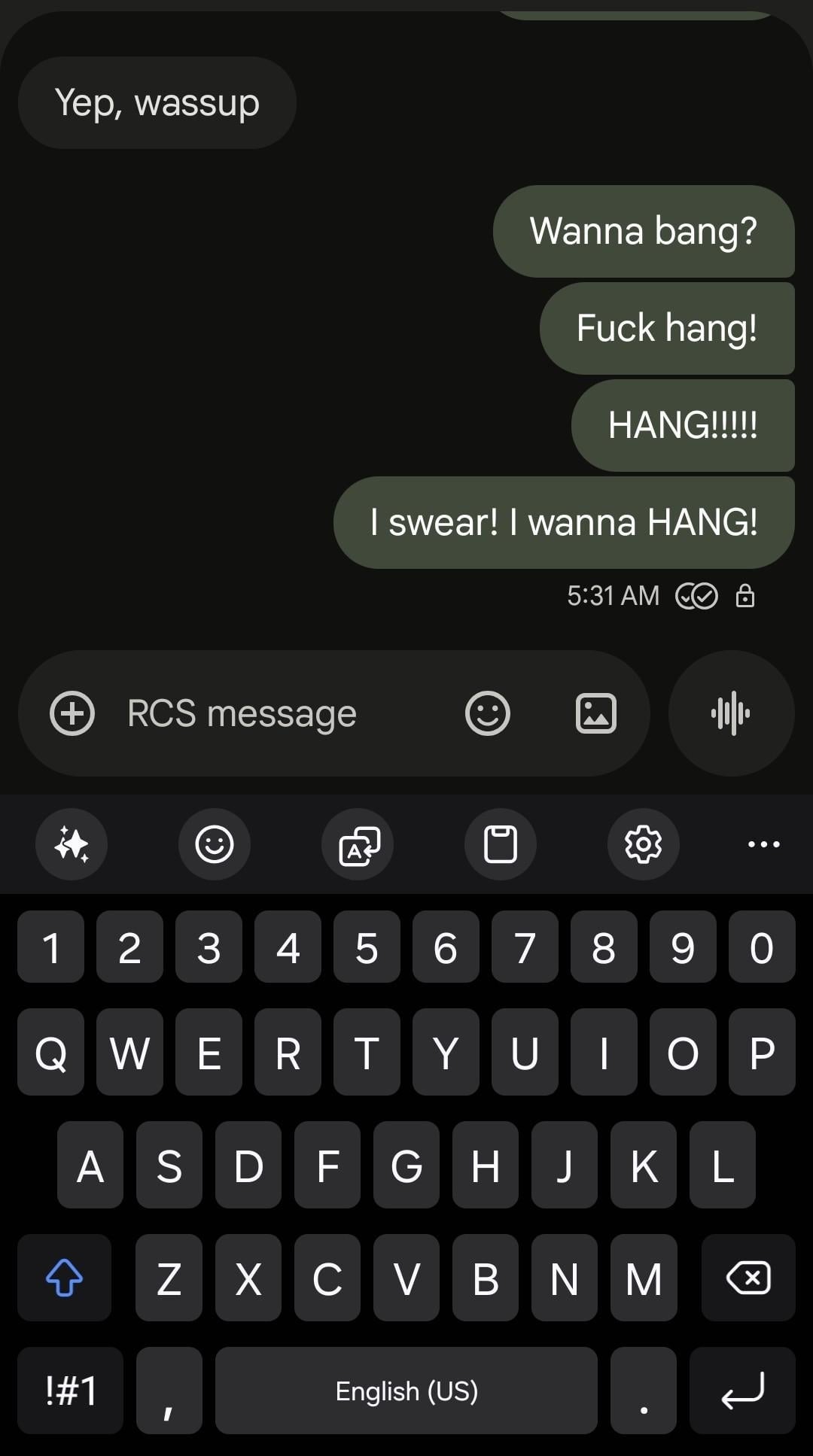 Text exchange where one person mistakenly types 