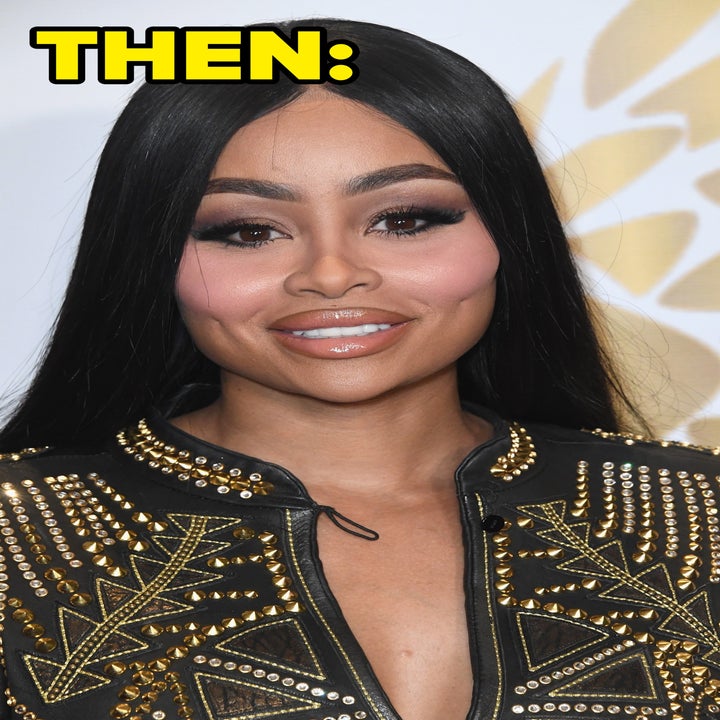 Blac Chyna in intricate studded jacket with long, straight hair, smiling at a celebrity event