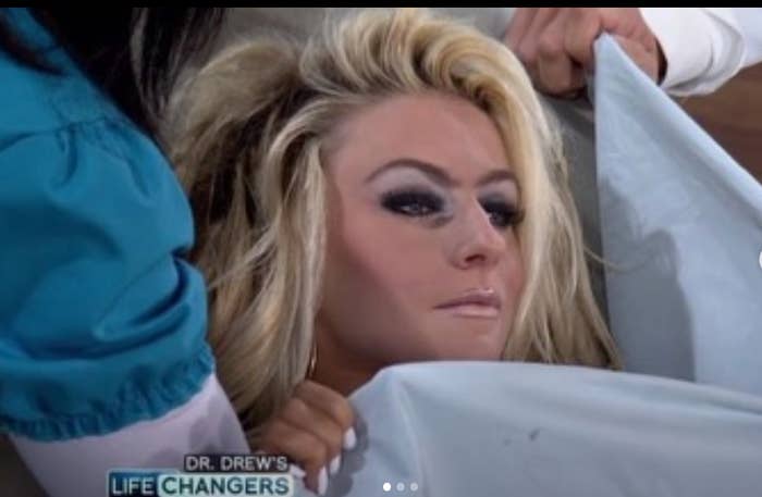 Courtney Stodden undergoes a bosom  exam connected  TV, with styled hairsbreadth  and melodramatic  makeup, partially covered by a blanket