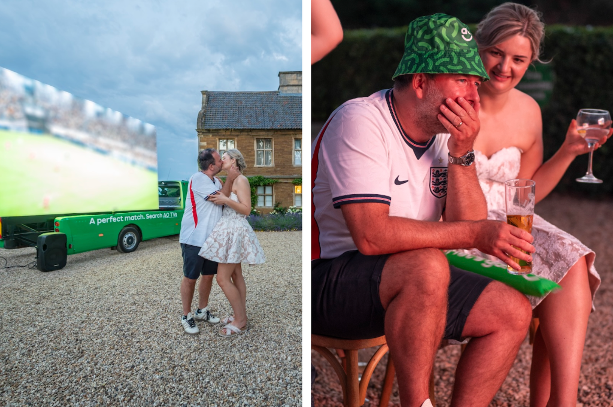 This Couple Turned Their Wedding Into A World Cup Watch Party – And It's Pretty Iconic