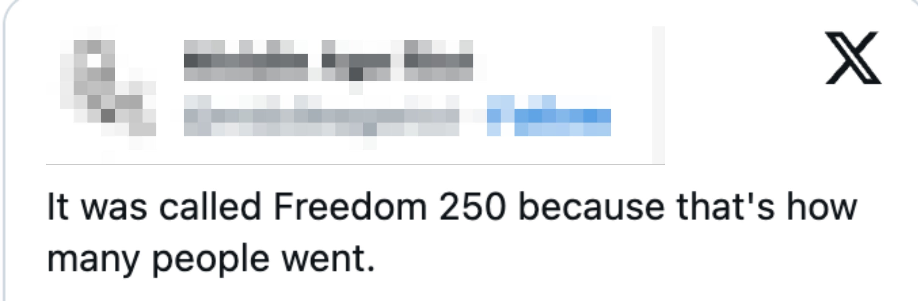 Tweet av Middle Age Riot: "Det ble kalt Freedom 250 fordi det var så mange mennesker som gikk."