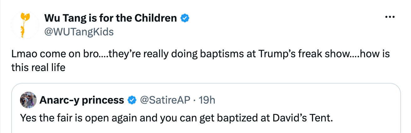 Tweet astir baptisms astatine a just with a photograph of a tiny excavation acceptable up for the event