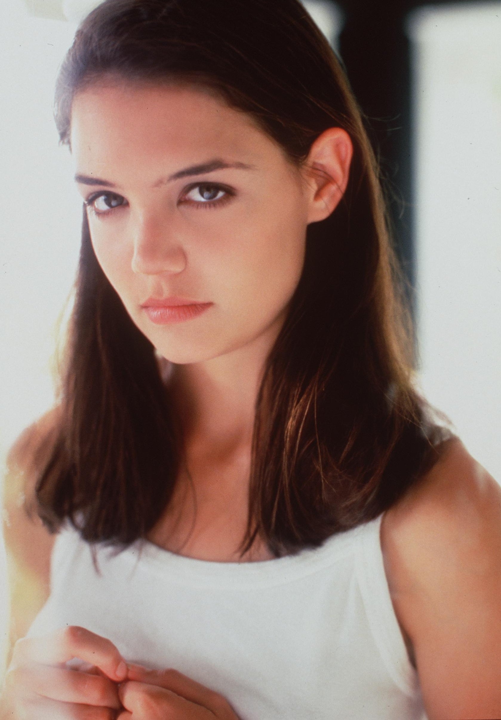 A portrait of Katie Holmes in the '90s