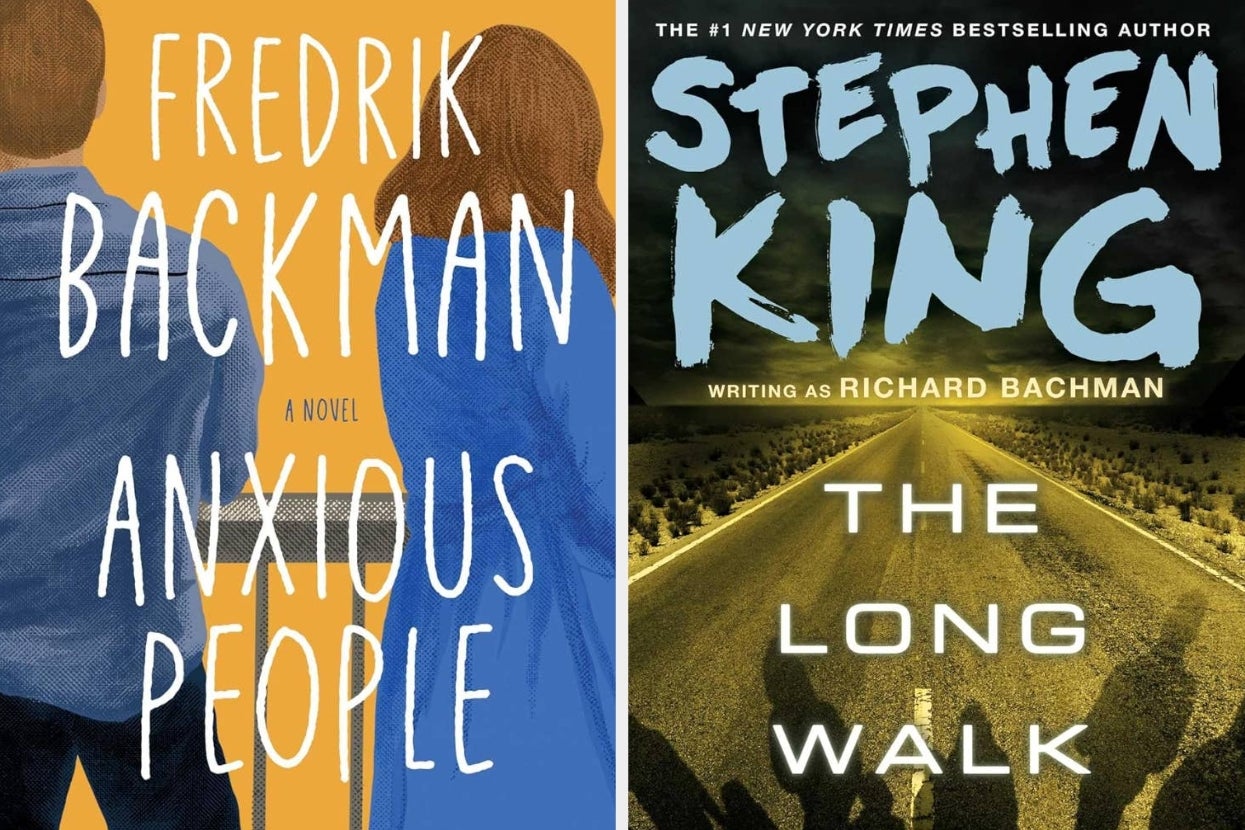 Book covers of "Anxious People" by Fredrik Backman and "The Long Walk" by Stephen King