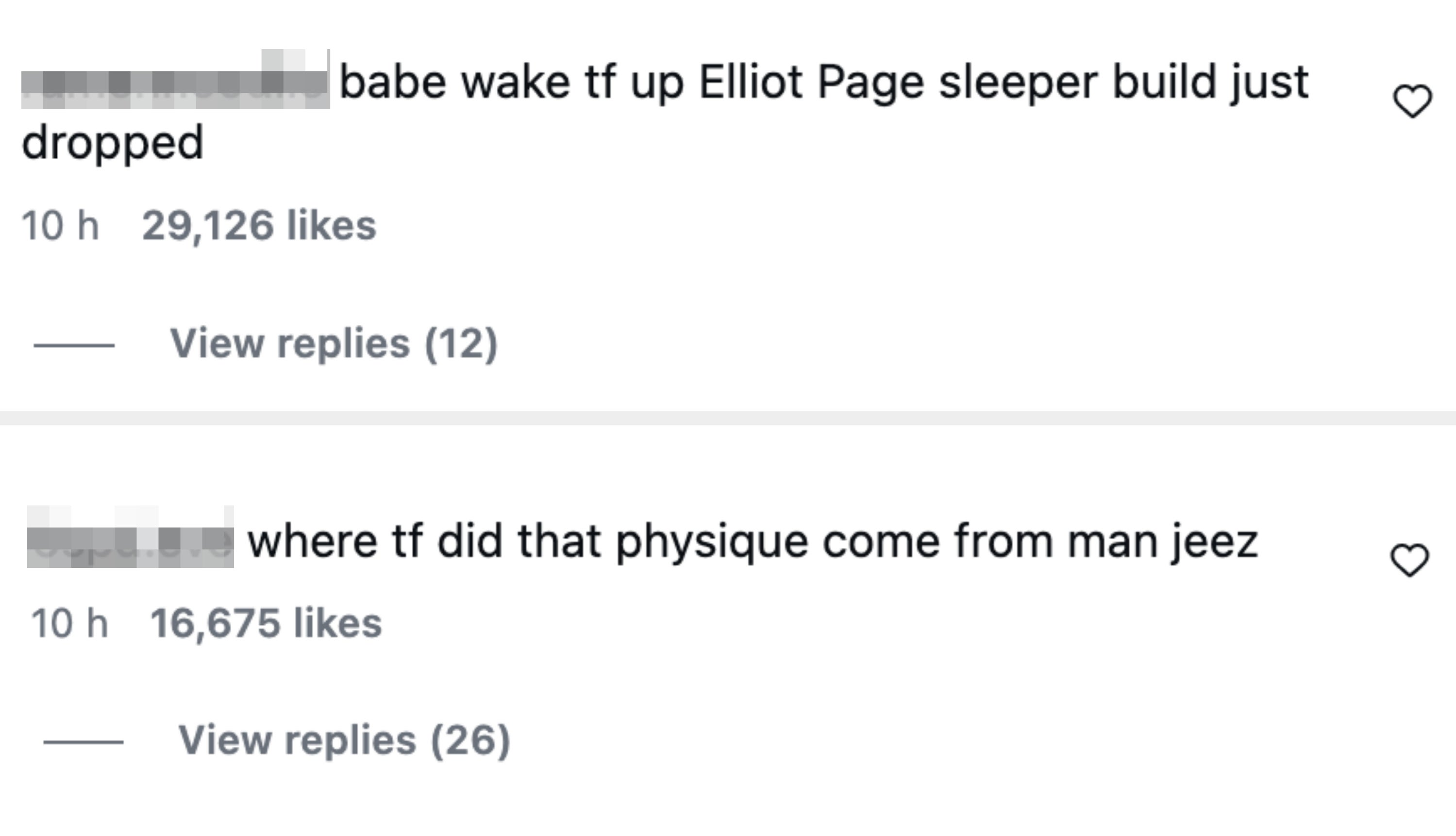  "babe aftermath  tf up   Elliot Page sleeper physique  conscionable  dropped" with 29,126 likes and 12 replies