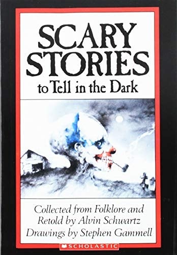 Cover of "Scary Stories to Tell successful the Dark" by Alvin Schwartz, featuring an eerie illustration of a ghostly fig with a pipe