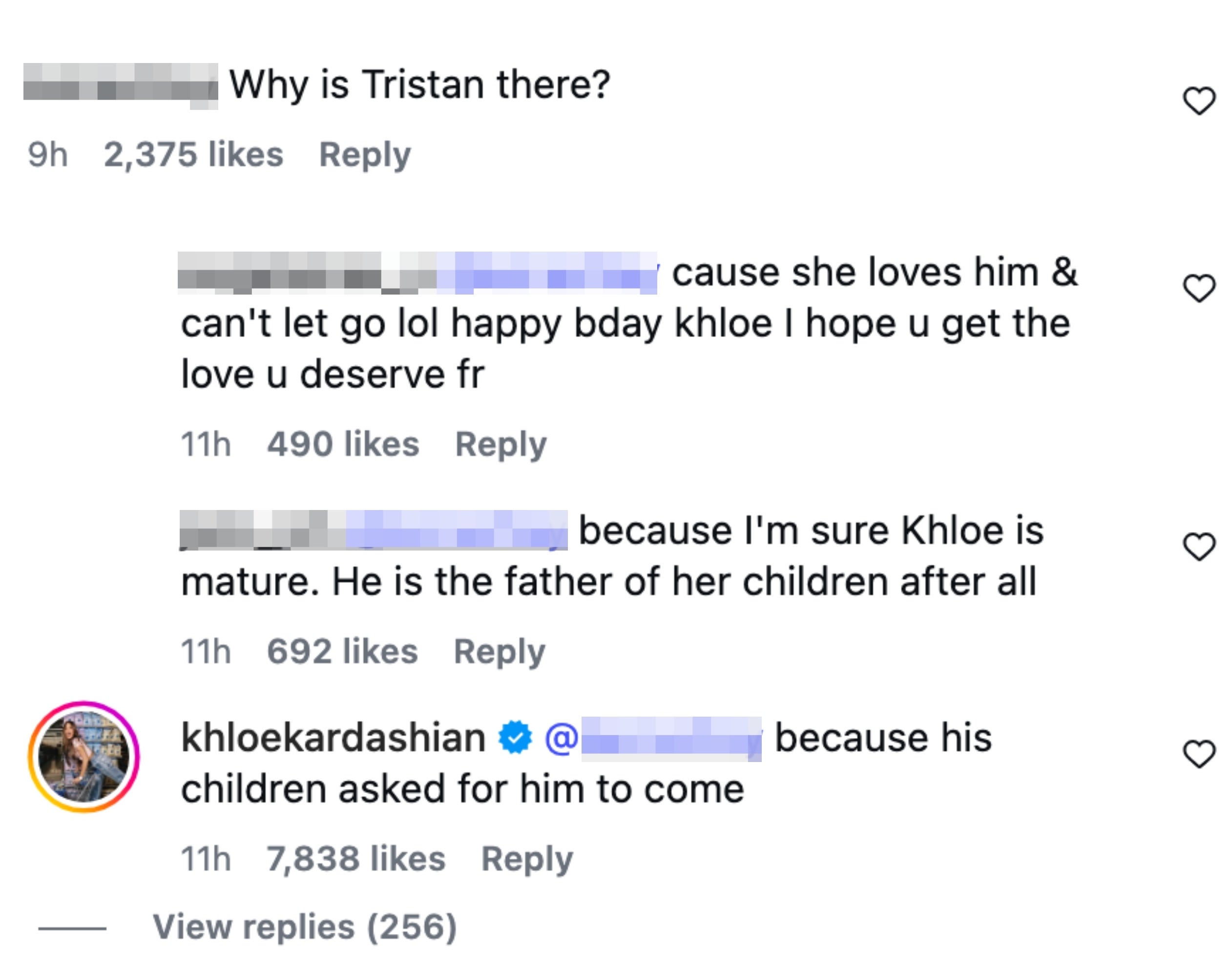 Comments discussing Tristan's beingness astatine Khloé's party, referencing his transportation to Khloé and their children. Khloé confirming that his children wanted him there