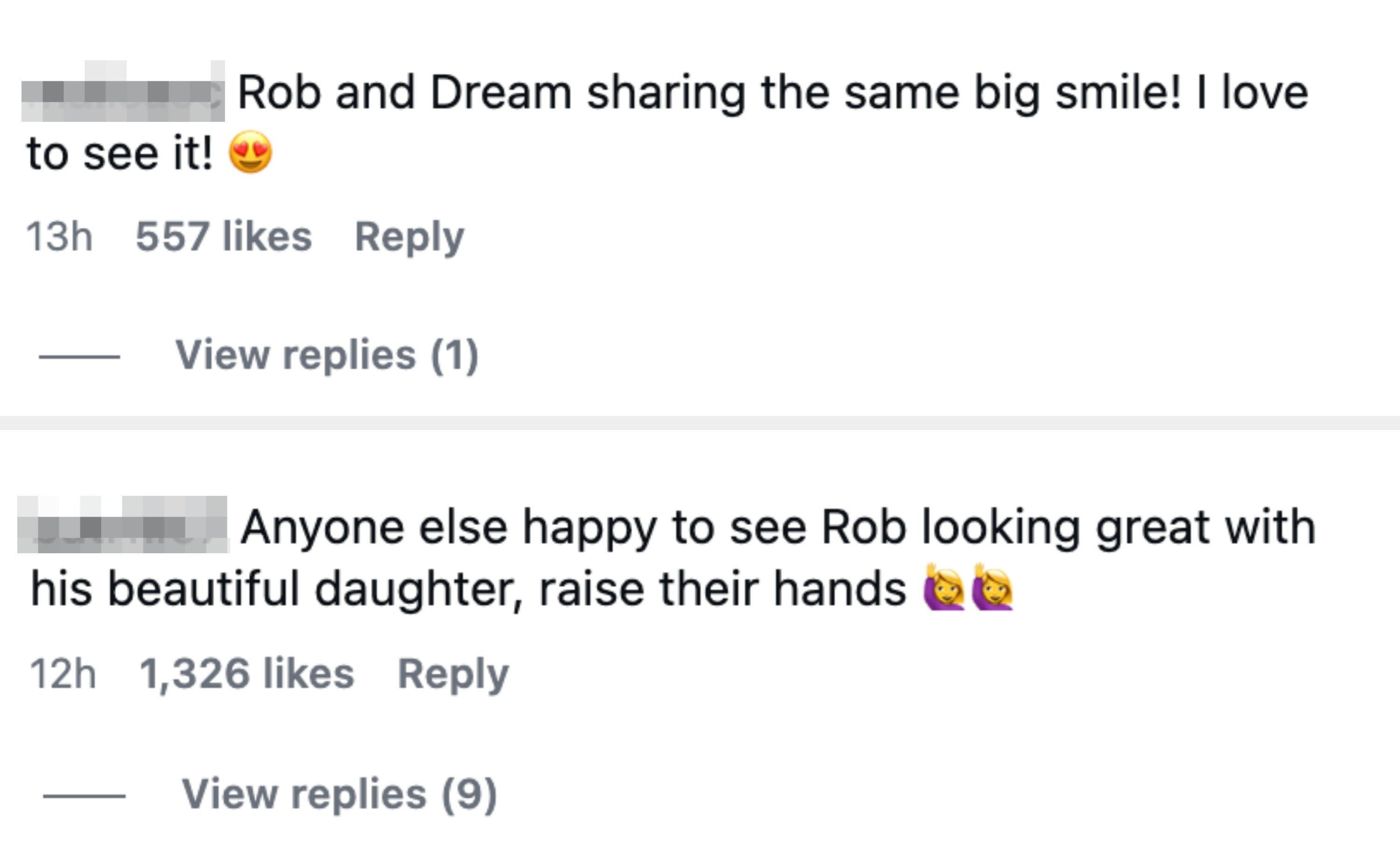 Comments praising Rob and his daughter