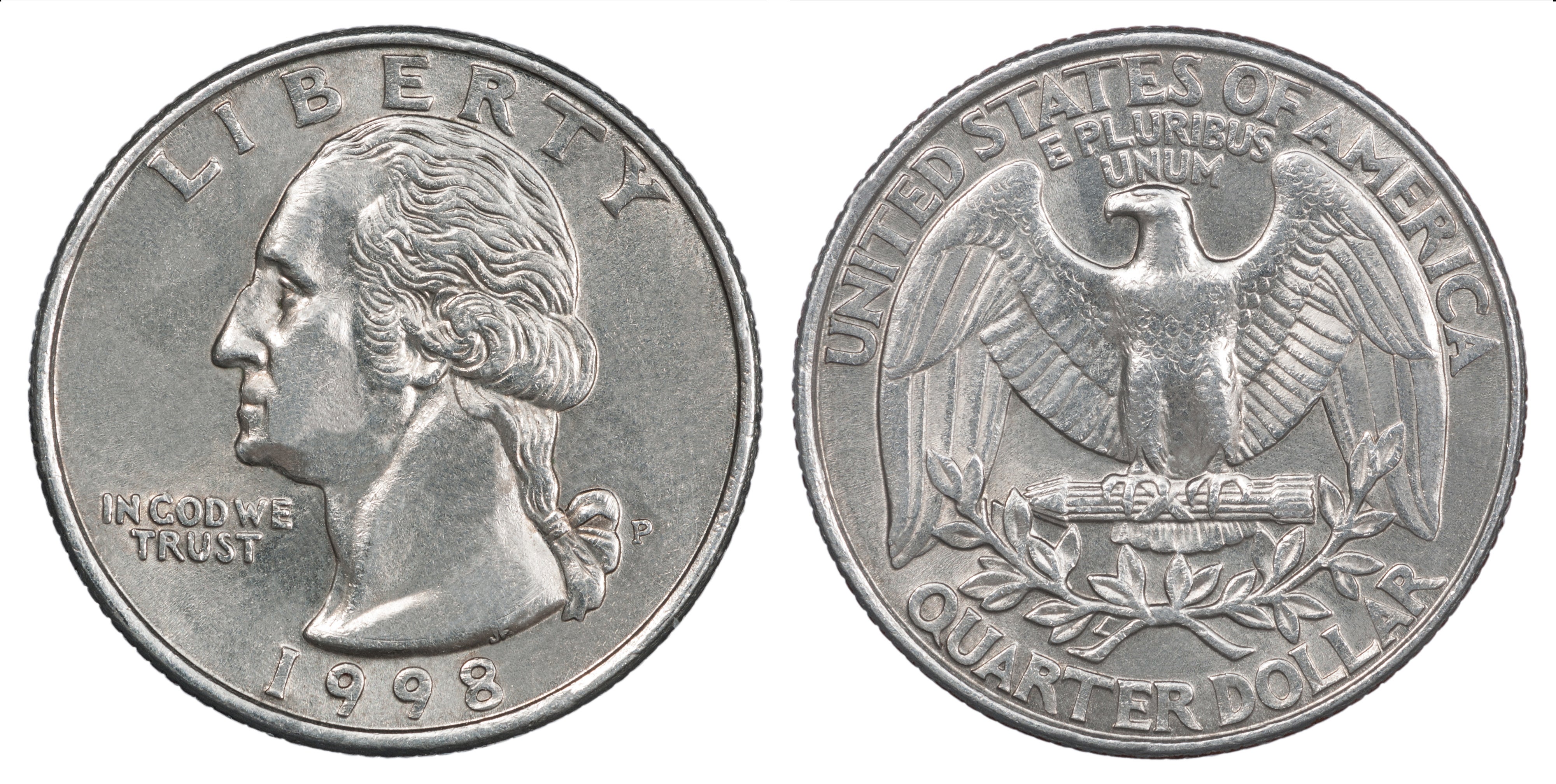 1998 U.S. 4th depicting George Washington connected 1 broadside and an eagle with dispersed wings connected the other