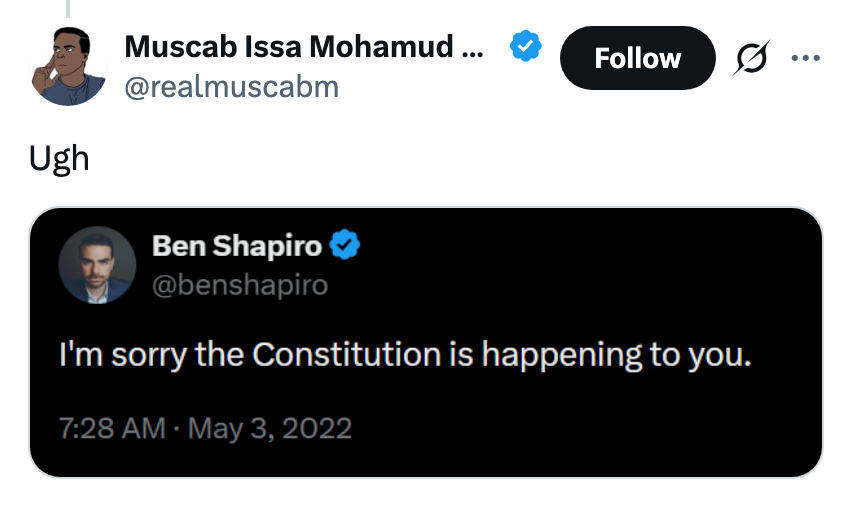 Tangkapan layar tweet Ben Shapiro yang mengatakan, 