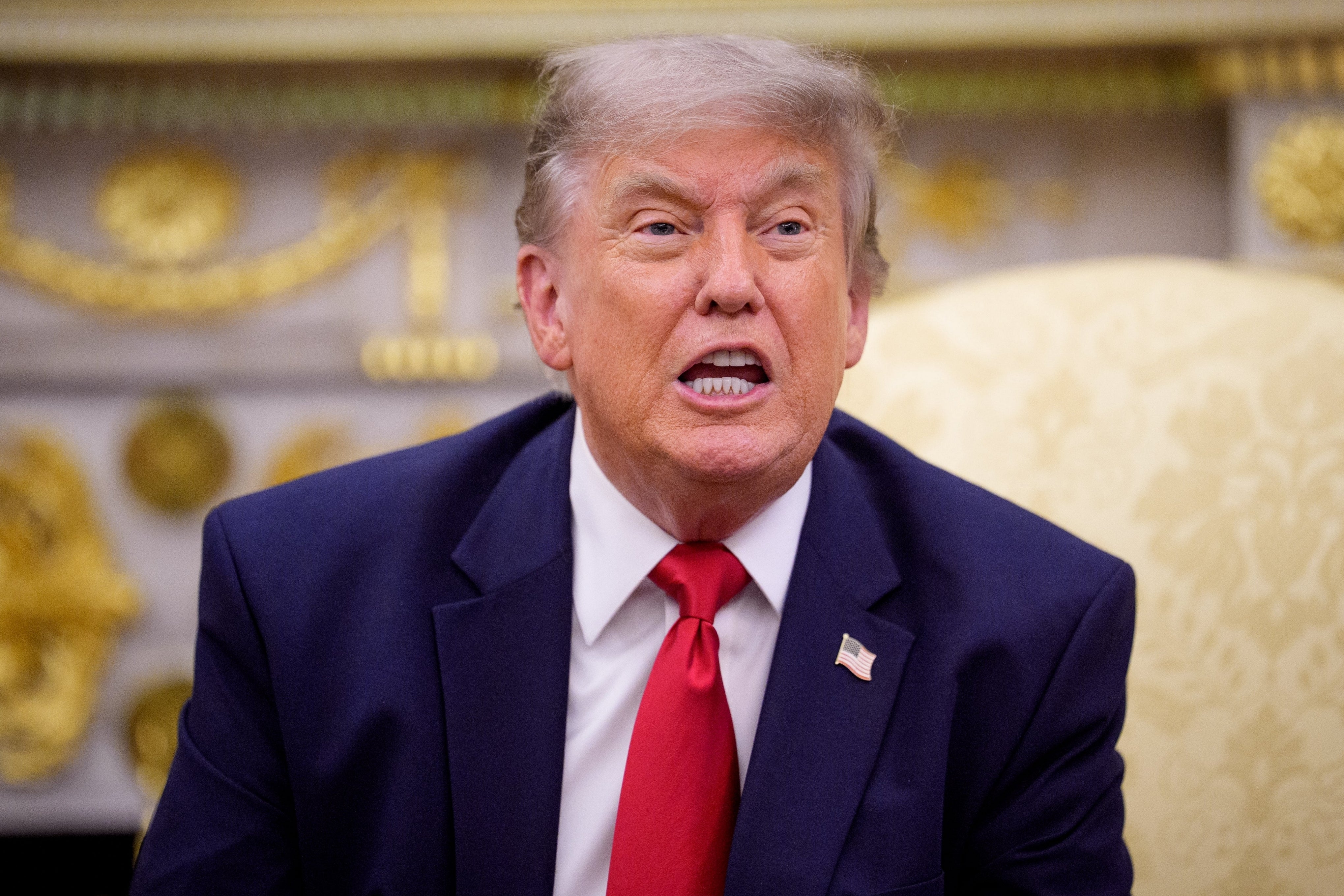 Donald Trump sits successful a decorated room, speaking with an expressive demeanor