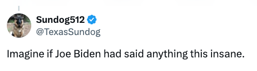 "Imagine if Joe Biden had said thing this insane."