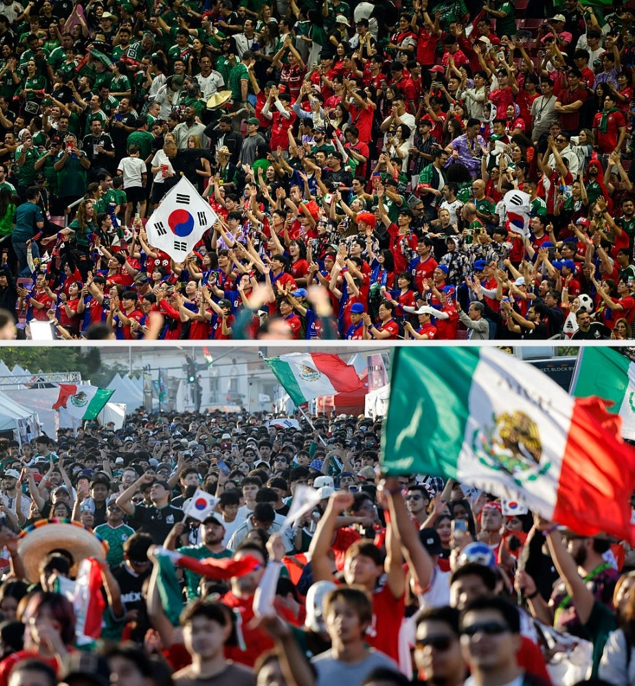 Crowds of excited shot fans astatine a sporting event, holding assorted flags and celebrating passionately