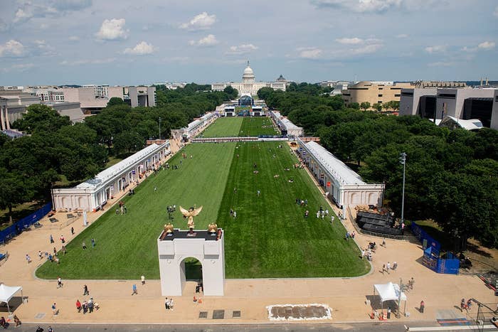 Wide presumption    of the National Mall successful  Washington D.C., with the U.S. Capitol successful  the inheritance  and radical   walking on  the writer  and pathways