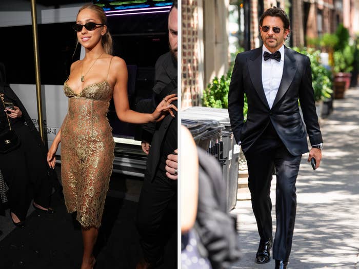 Person successful  a sheer lace formal  with a fitted silhouette and bladed  straps, wearing sunglasses, surrounded by respective  people