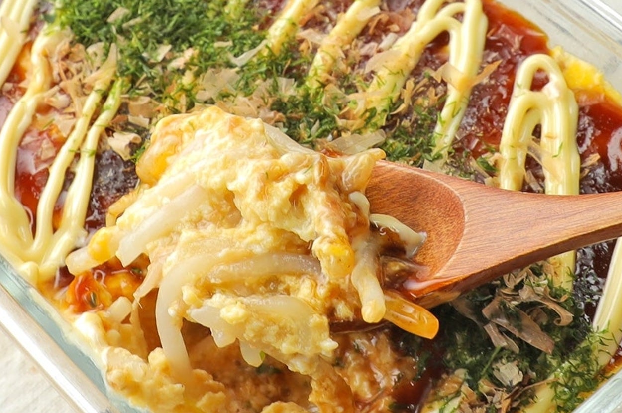 卵と豆腐のもやし入りお好み焼き