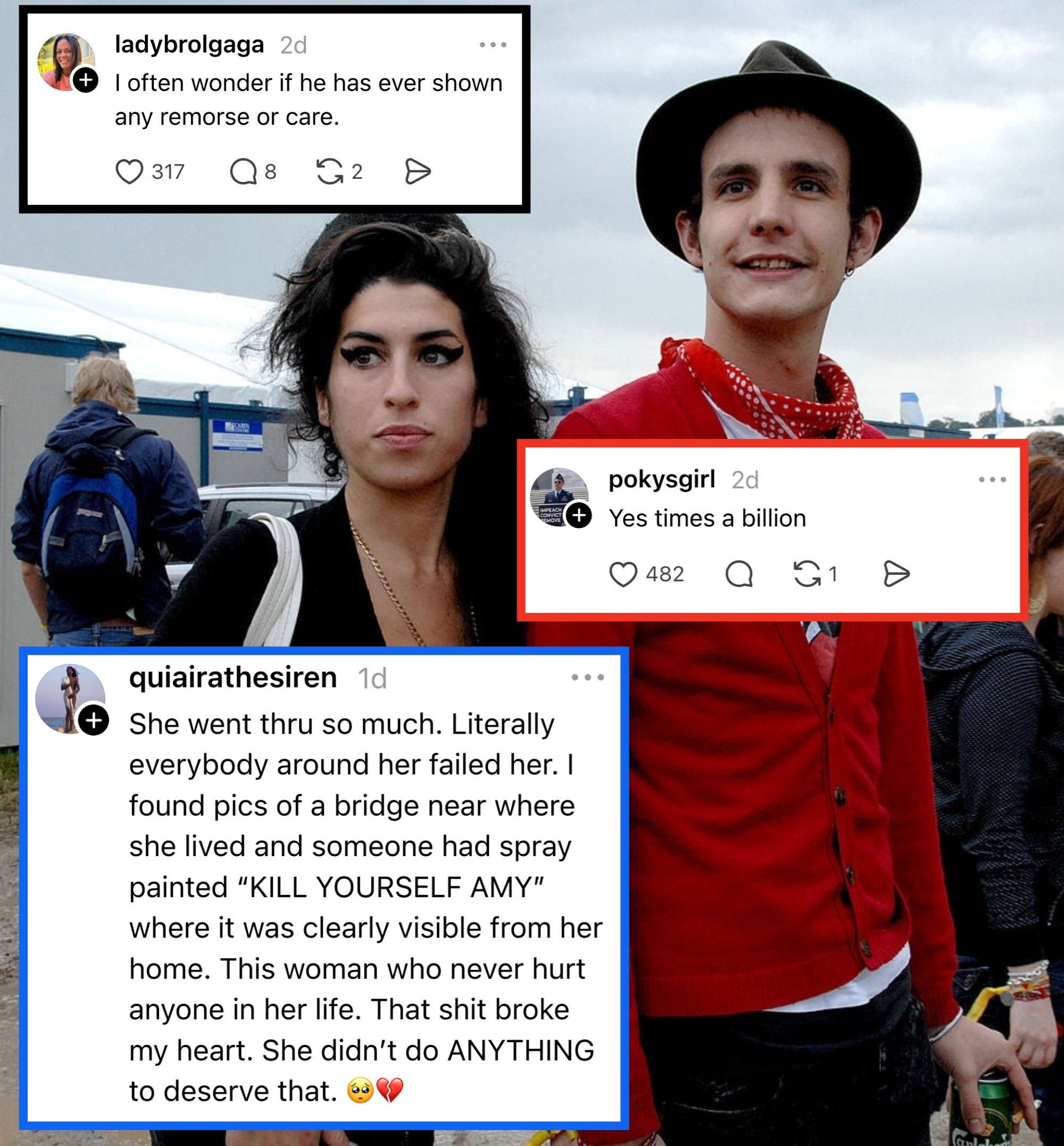 Two radical lasting outdoors. The pistillate wears a achromatic outfit and achromatic purse. The antheral sports a reddish cardigan, achromatic shirt, scarf, and hat