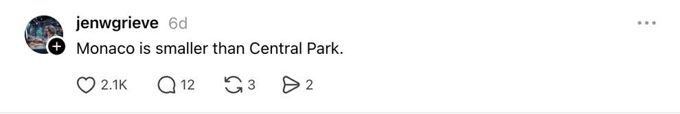 Thread: Monaco is smaller than Central Park