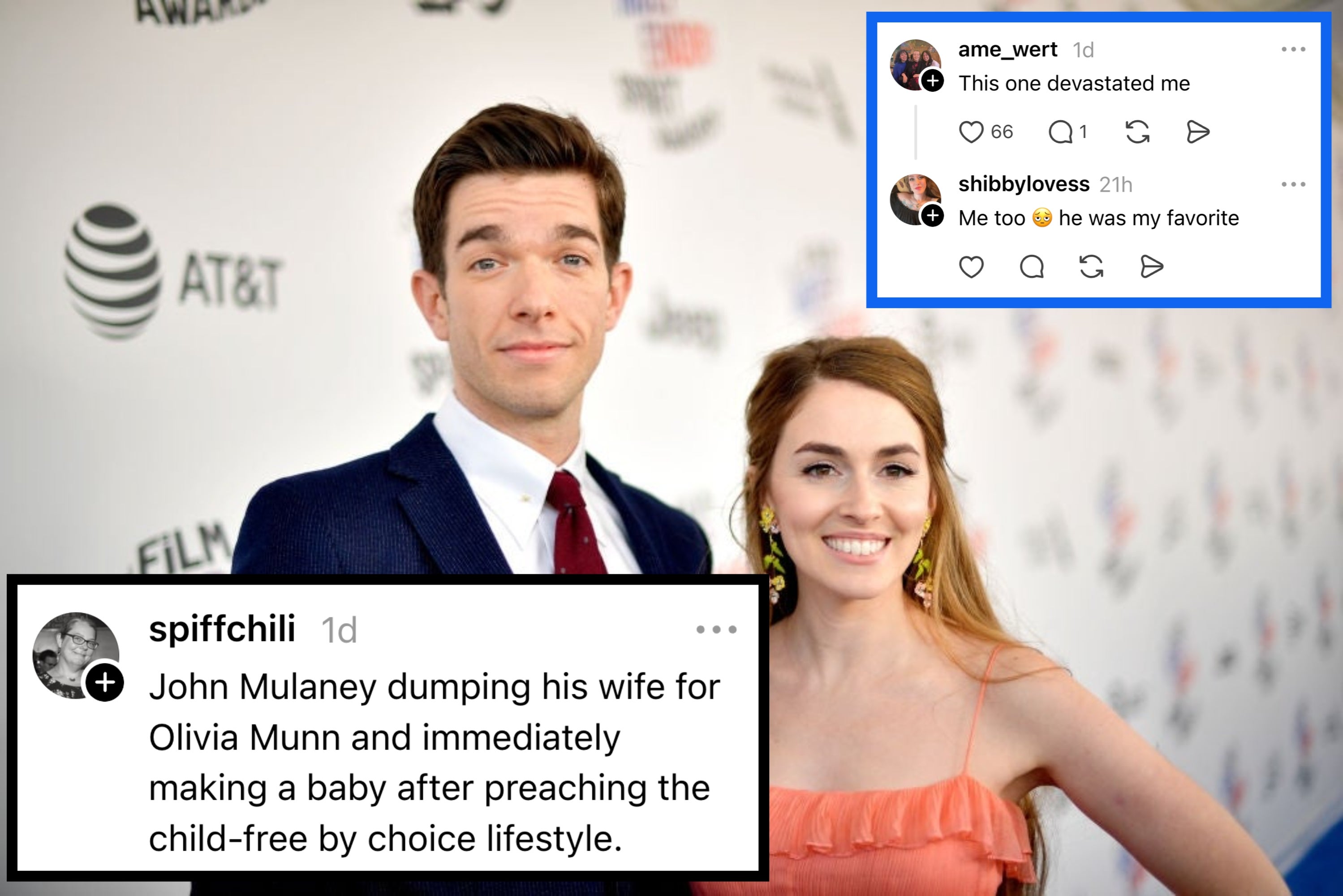 Man successful a suit and necktie and pistillate successful a formal grin unneurotic connected a reddish carpet, with movie lawsuit logos successful the background