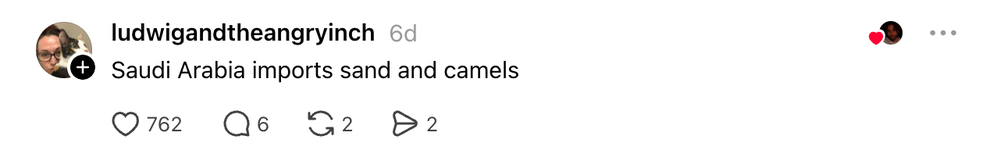 Thread: Saudi Arabia imports sand and camels
