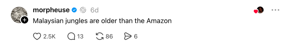 Thread: Malaysian jungles are older than the Amazon