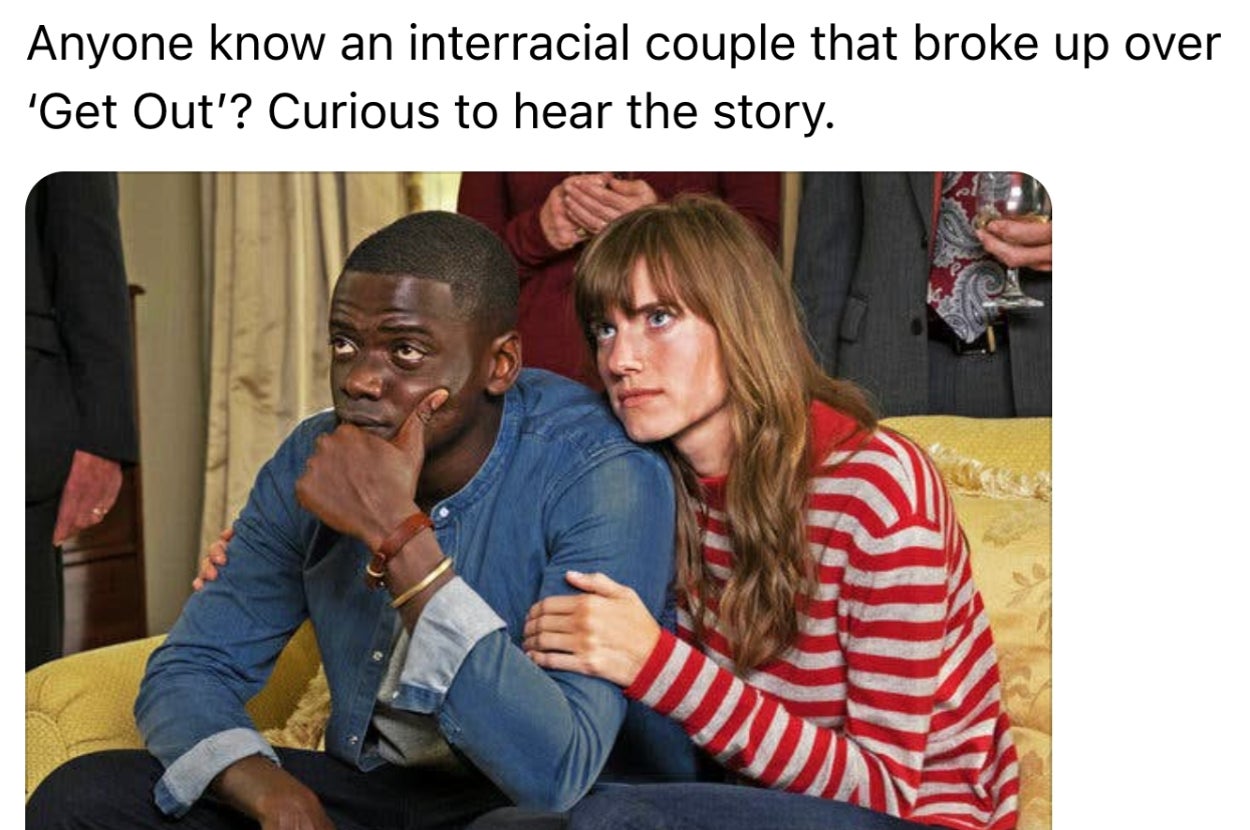 A man and woman sit close on a couch; he looks concerned, with his hand on his chin, while she rests her head on his shoulder