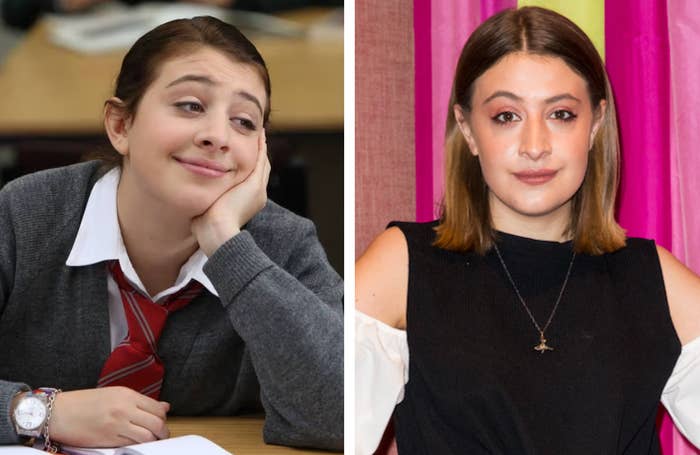 Left shows a person in school attire, resting their head on a hand; right shows them dressed in a sleeveless black top