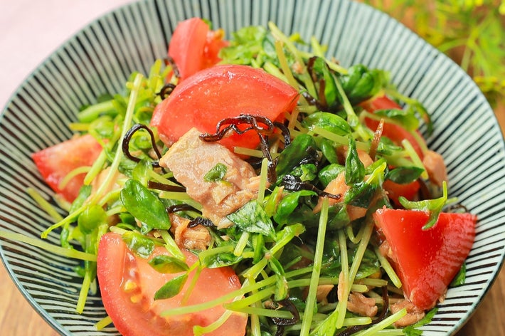 トマトと野菜を盛り付けたサラダのボウル。新鮮な食材が特徴の健康的な料理。