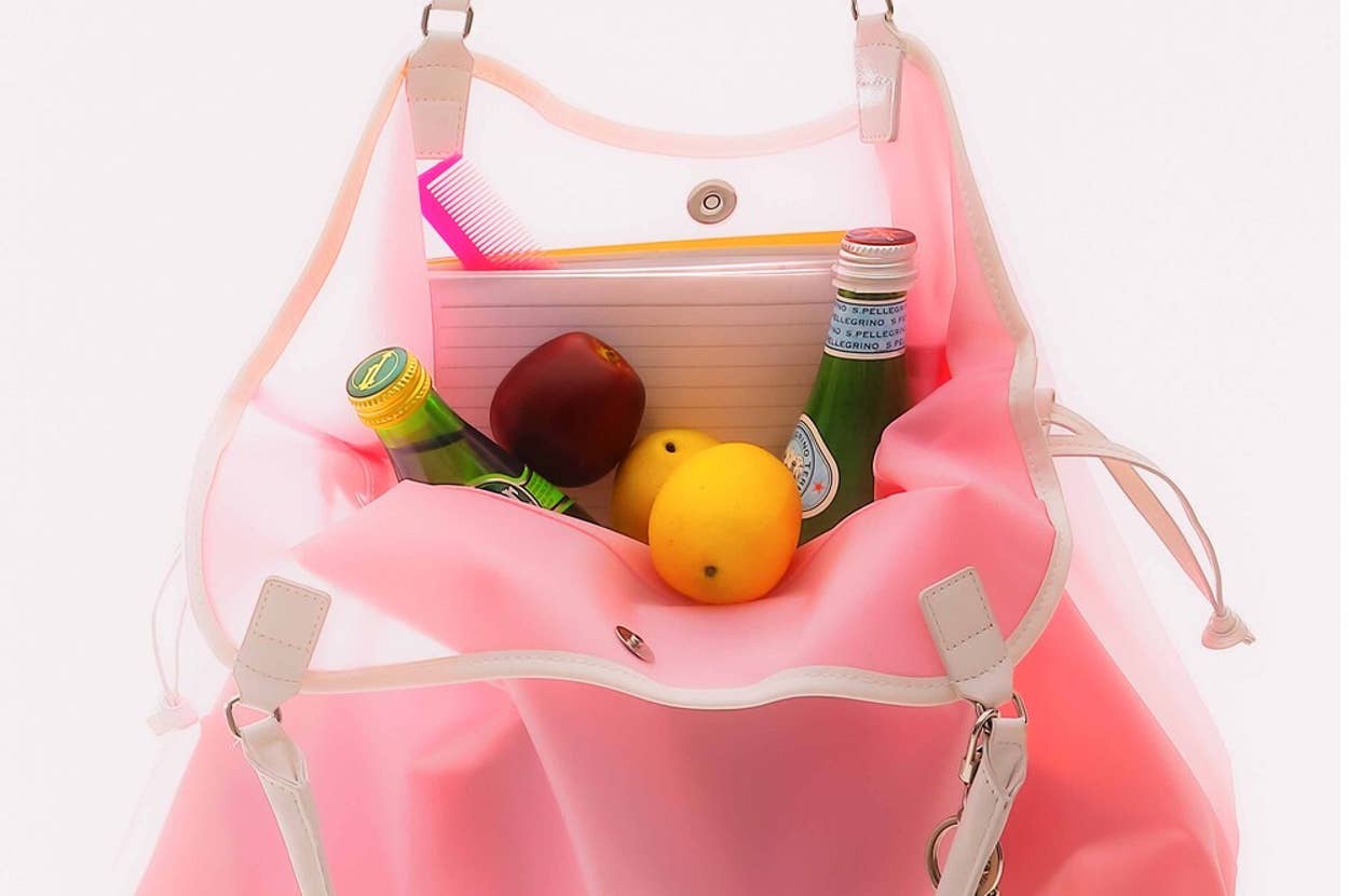 translucent pink shoulder bag