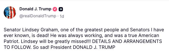 Sebuah tweet secara keliru mengklaim Senator Lindsey Graham telah meninggal, memujinya sebagai orang hebat dan patriot