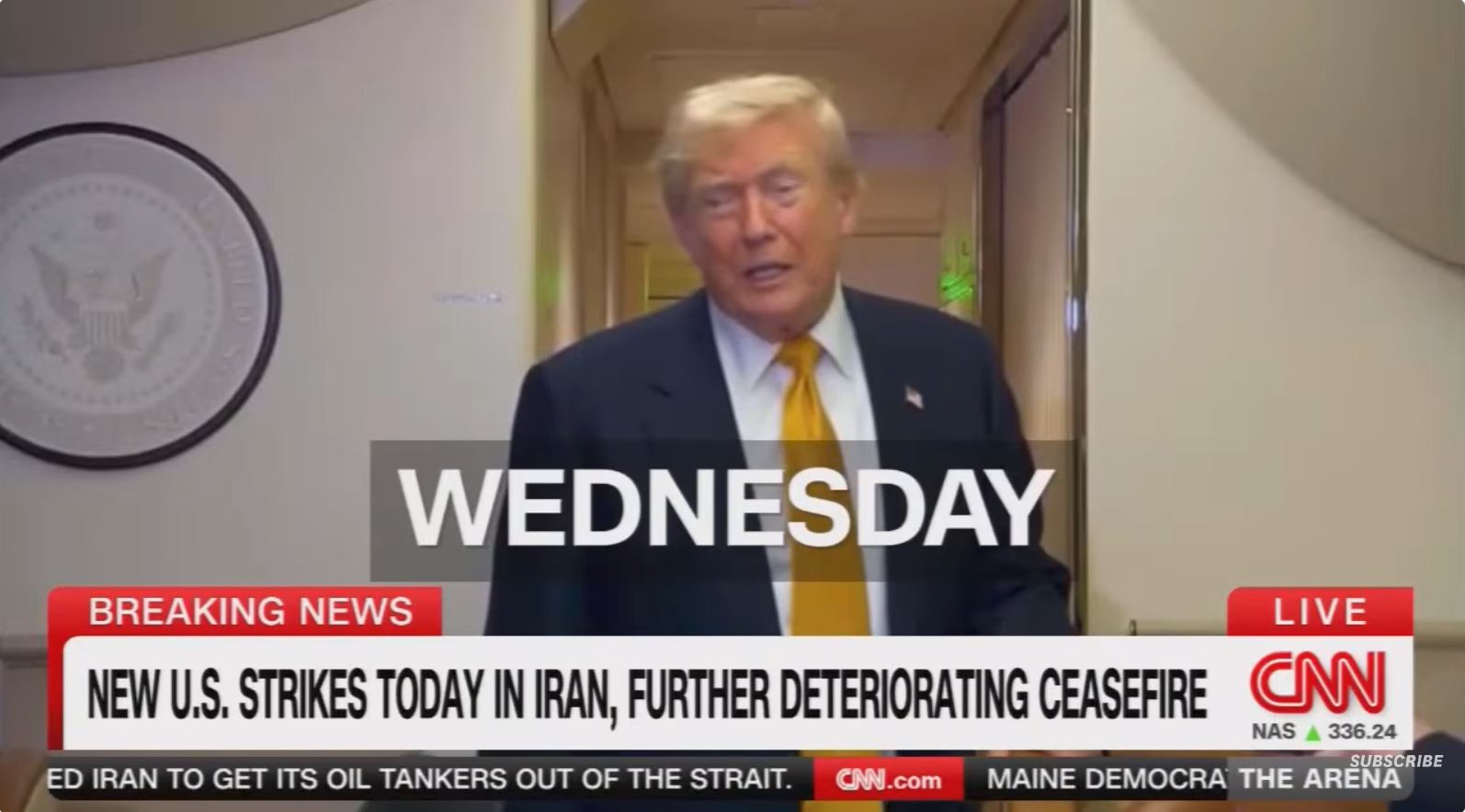  "New U.S. strikes today in Iran, further deteriorating ceasefire."