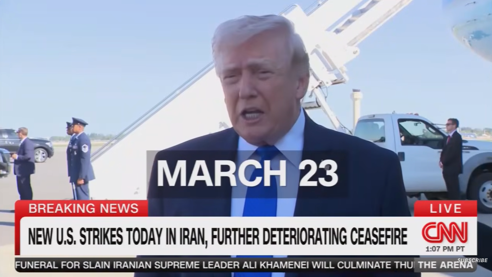  "New US strikes today in Iran, further deteriorating ceasefire."