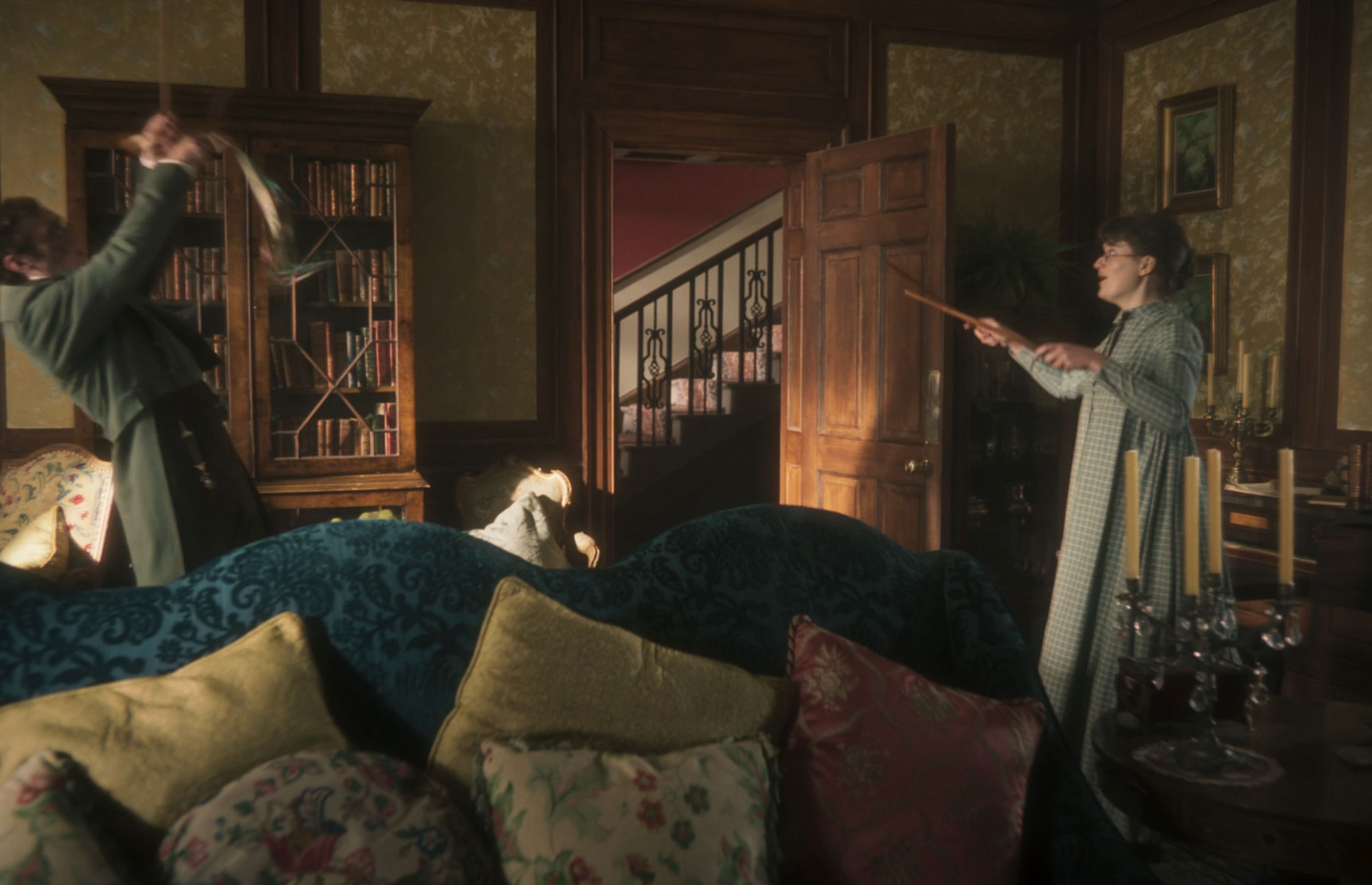 Mr. Hayward and Mary Bennet playing Graces