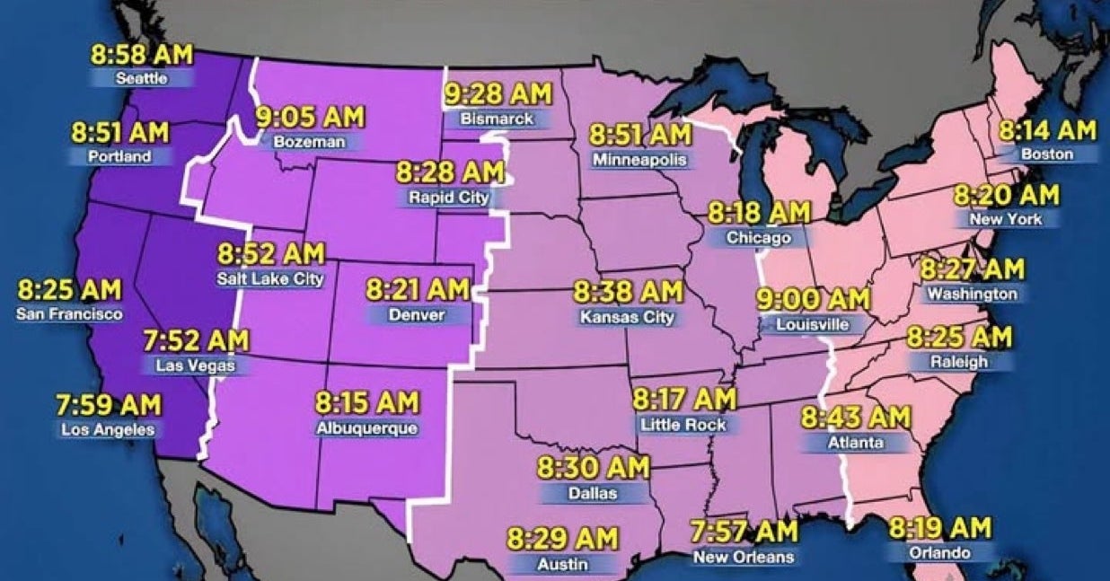 People Are Freaking Out Over This Map Showing How Ridiculously Late Sunrises Will Be With Permanent Daylight Saving Time