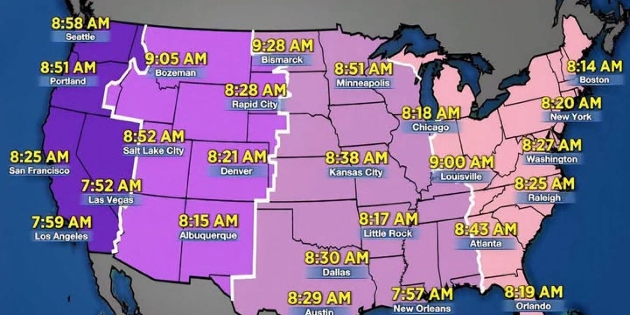 Daylight Saving Time Map Goes Viral For Late Sunrises