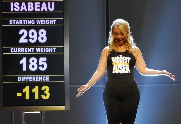 A contestant connected a signifier celebrates value loss, wearing diversion cogwheel from a fittingness world show. A adjacent committee shows value nonaccomplishment progress