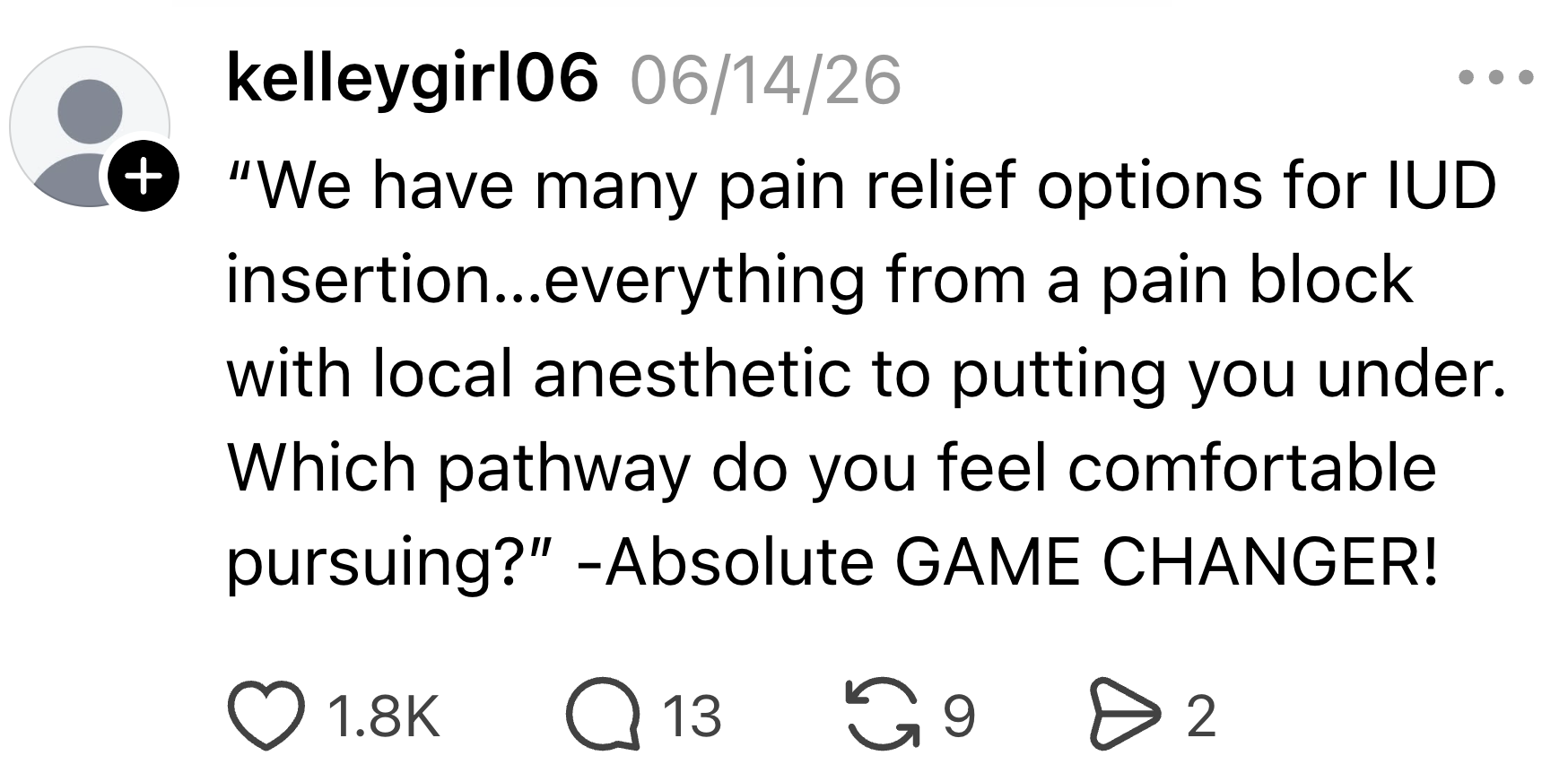 Text astir  IUD insertion options, including symptom  alleviation  choices from section  anesthetic to sedation. Described arsenic  a crippled  changer
