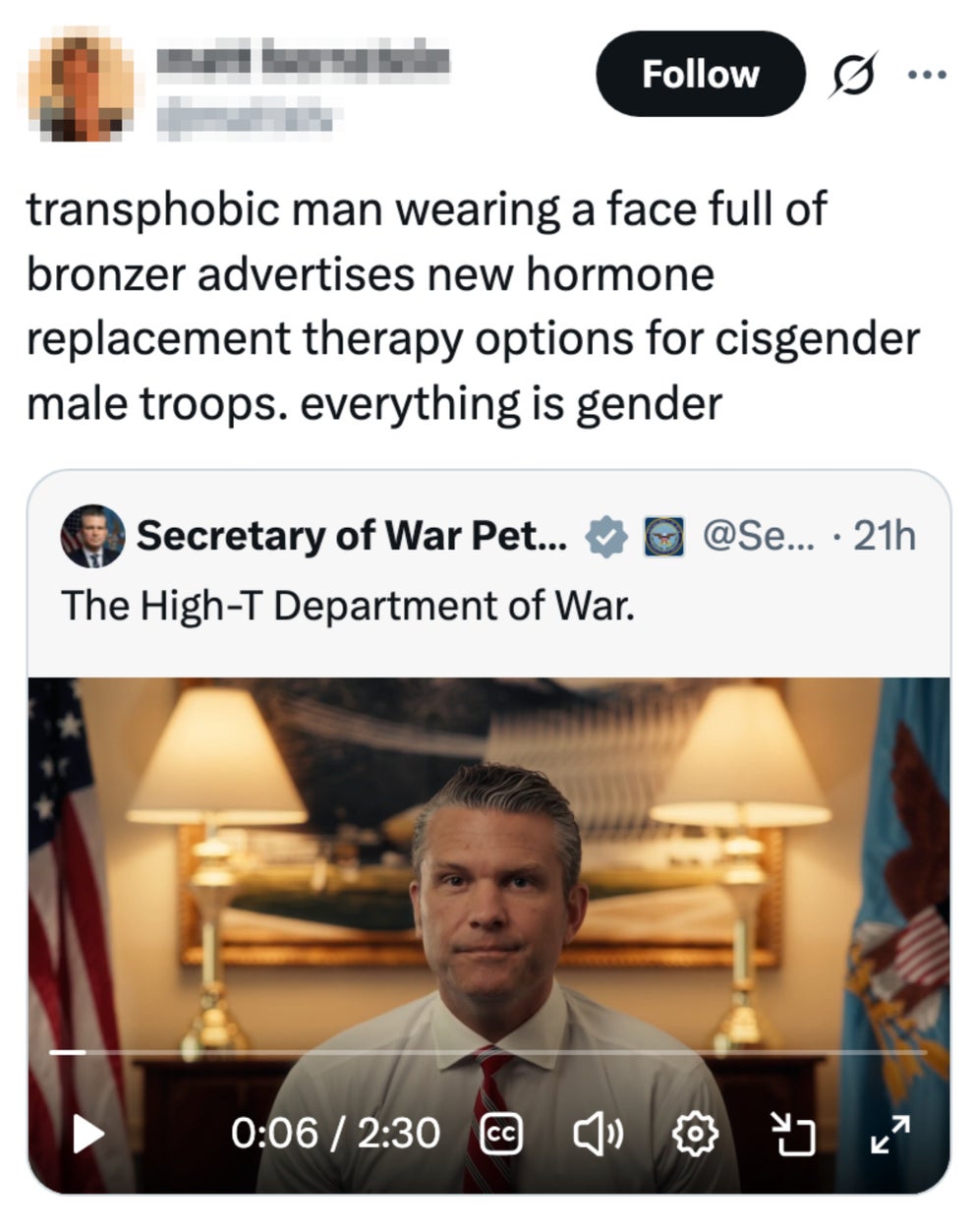 Pete Hegseth Shares Plan To Test Soldiers' Tesosterone