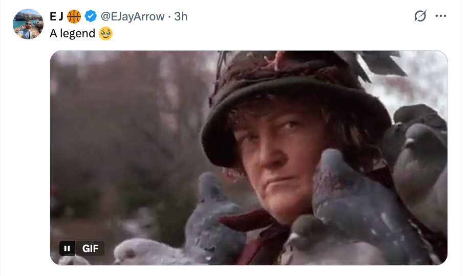  "A legend" with a smiley emoji