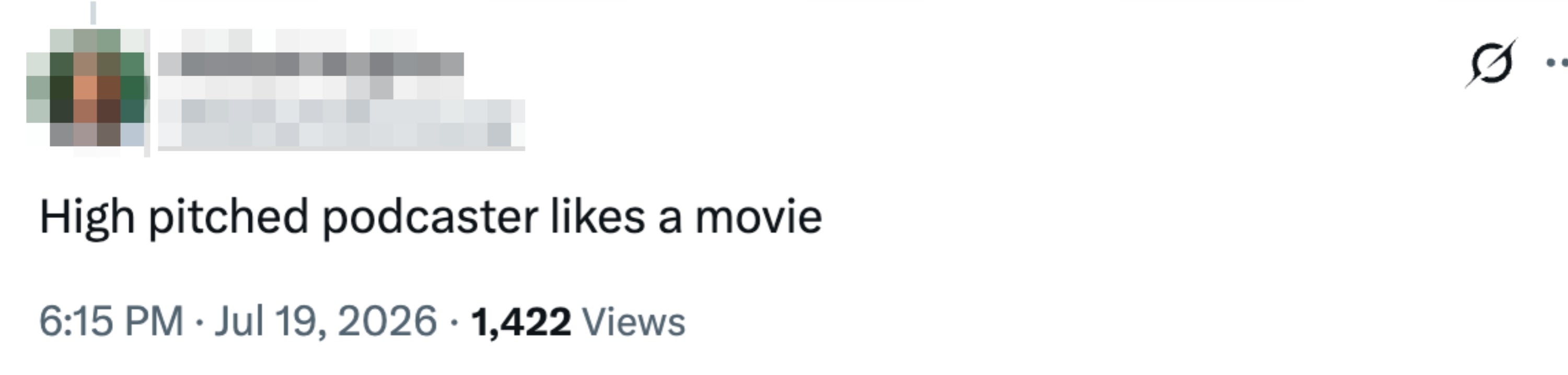 Tweet by Akilah Hughes reads: "High pitched podcaster likes a movie.”