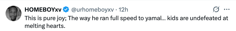 Tweet expresses joyousness astatine a child's excitement and quality to bring happiness