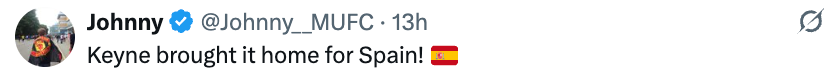 "Keyne brought it location for Spain" with Spanish emblem emoji