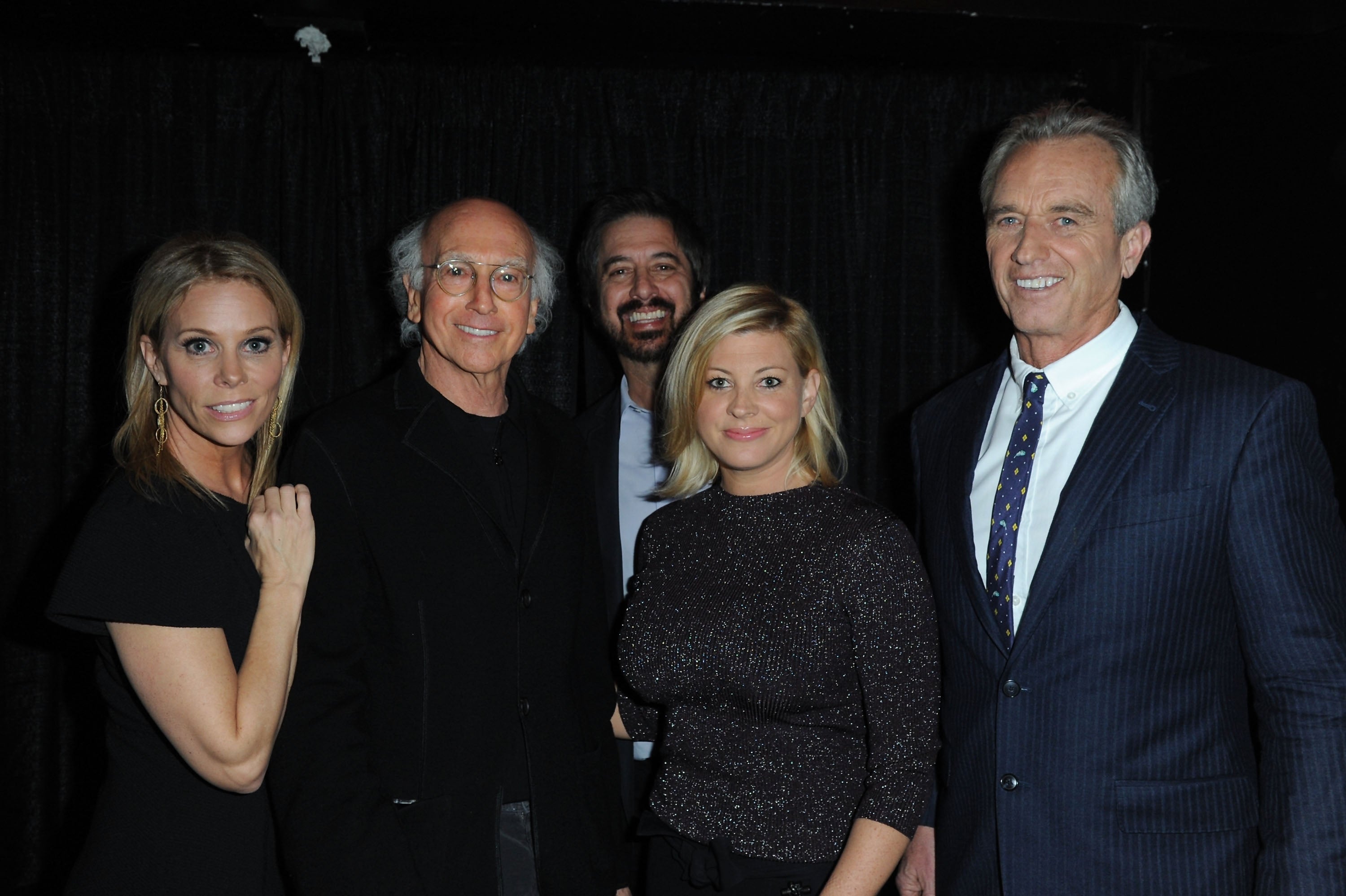from left to right: Cheryl Hines, Larry David, Ray Romano, Guest and Robert Kennedy Jr. pose for a photo